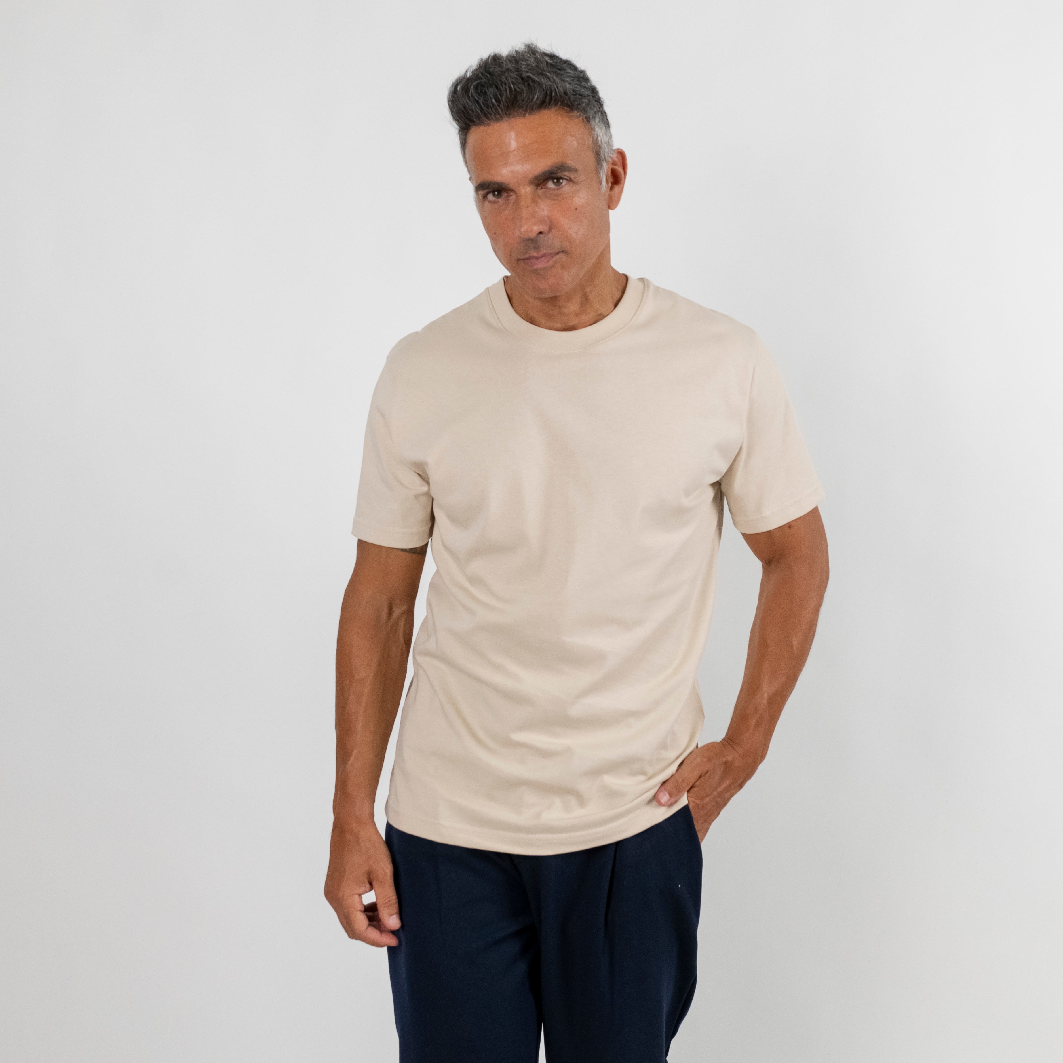 T-shirt regular in cotone 16/1 - Beige