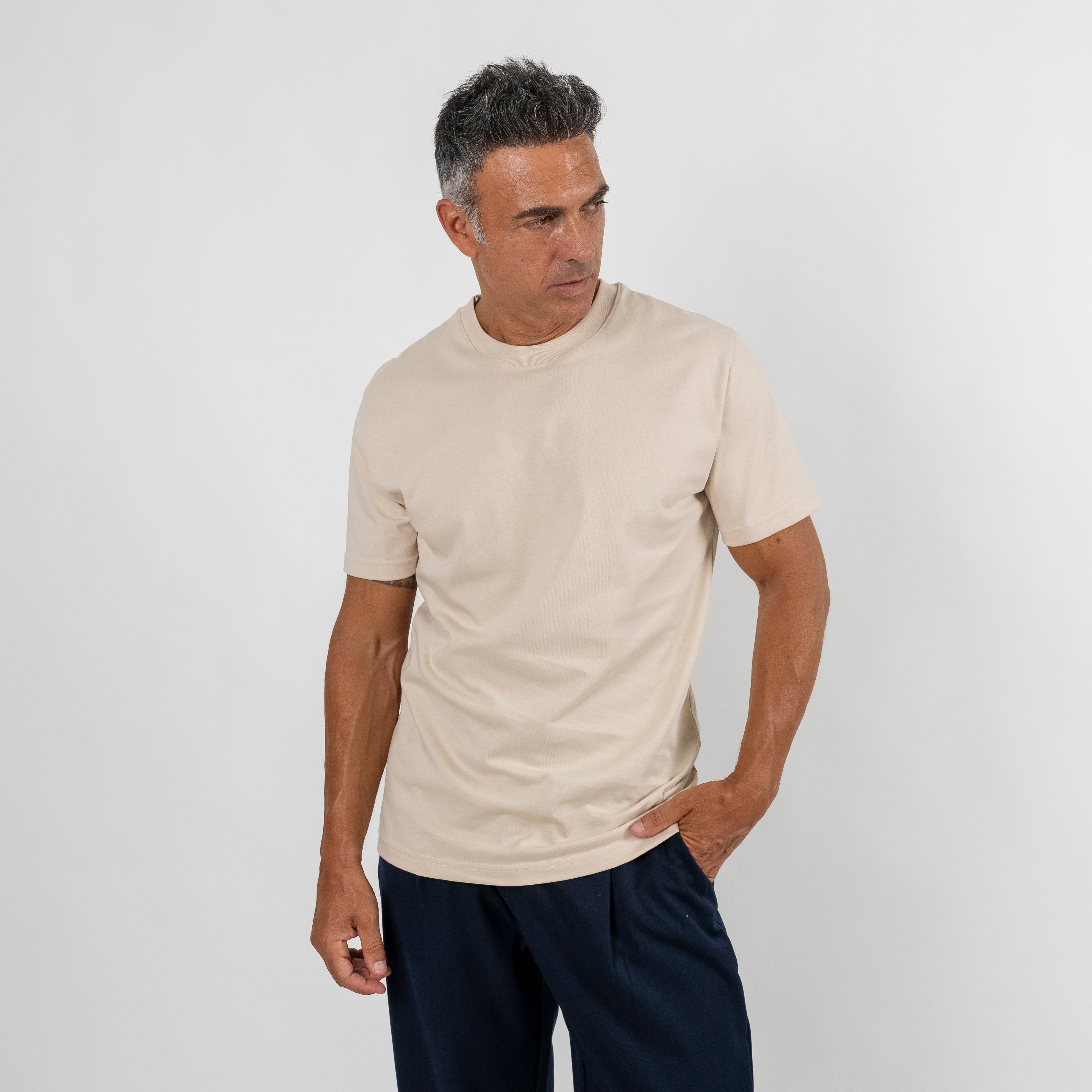 T-shirt regular in cotone 16/1 - Beige