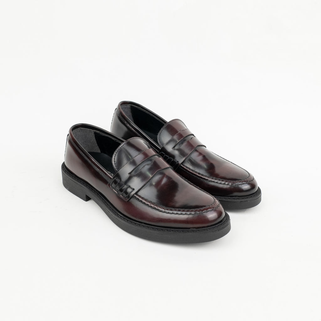 Mocasín de piel con banda - Burdeos