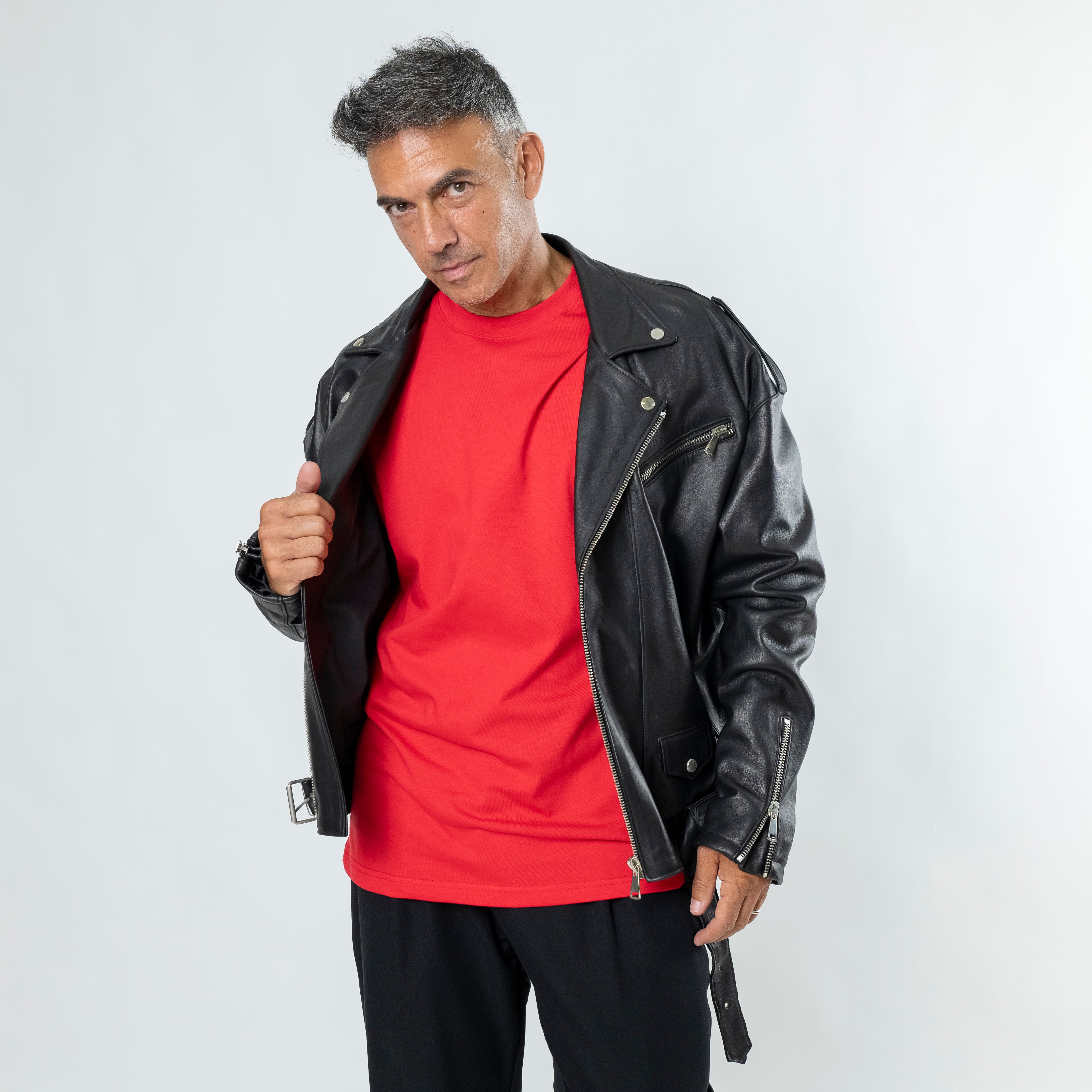 Chiodo Oversize in Vera Pelle - Nero