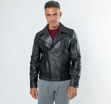 Chiodo Biker in Vera Pelle - Nero