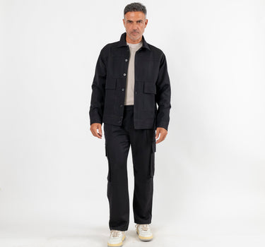 Coordinato camicione e pantalone cargo - Nero