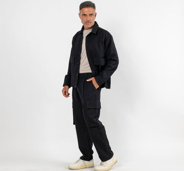 Coordinato camicione e pantalone cargo - Nero