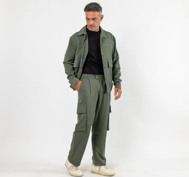 Coordinato camicione e pantalone cargo - Verde Militare