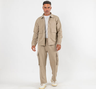 Coordinato camicione e pantalone cargo - Fango