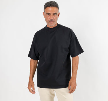 Camiseta con cuello de canalé - Negro