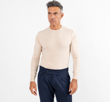 Maglia girocollo slim fit - Beige