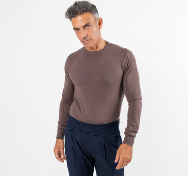 Maglia girocollo slim fit - Marrone