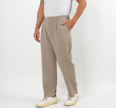 Pantalone palazzo con molla sul retro - Fango