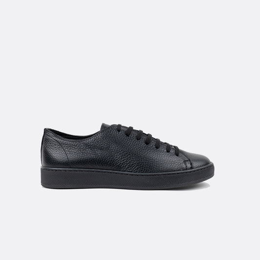Sneaker in vera pelle bottolata - Nero