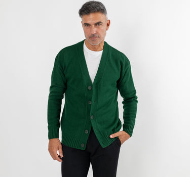 Cardigan in misto lana con bottoni - Verde Bosco