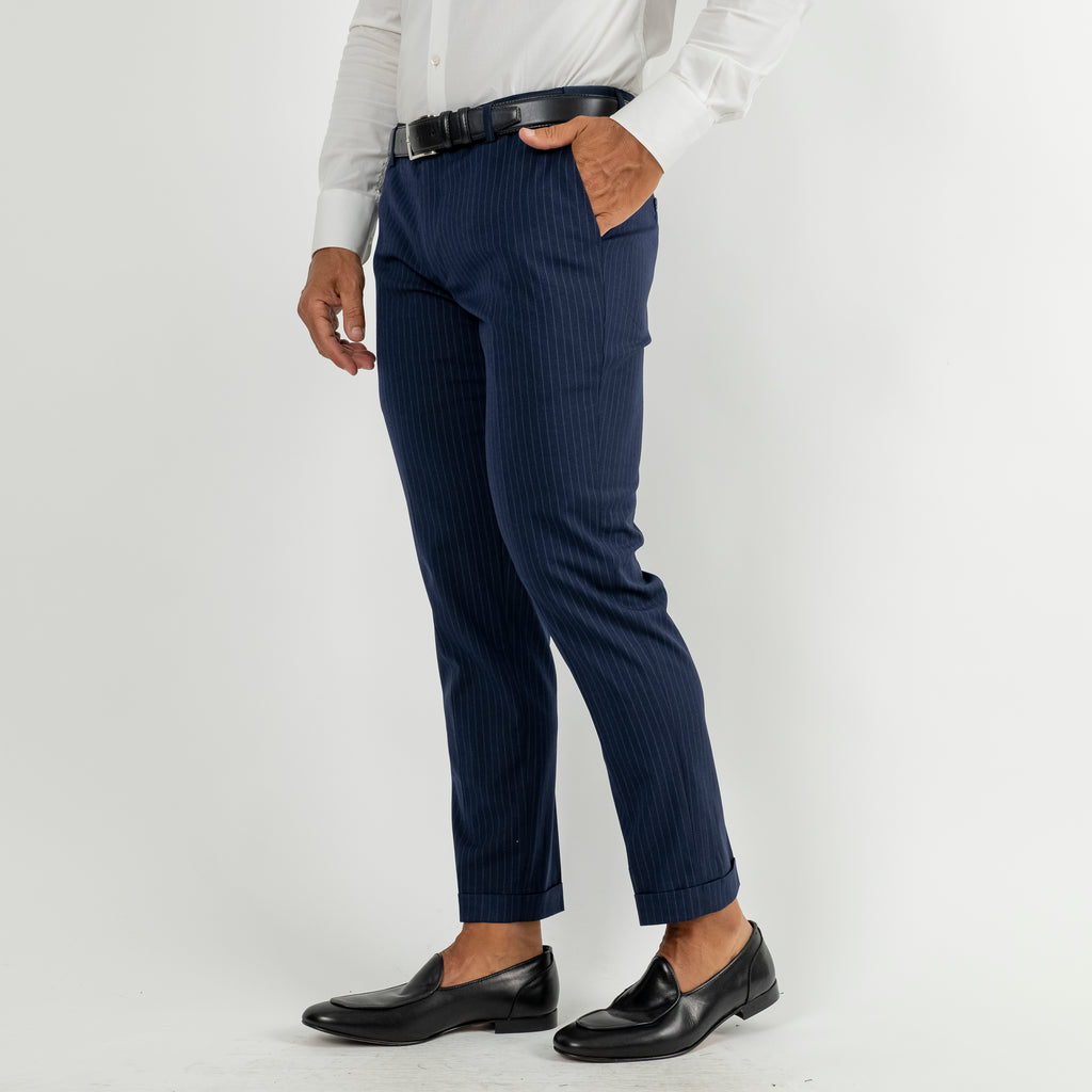 Traje de raya diplomática con botones plateados - Azul marino (azul real)