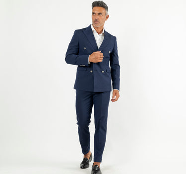 Abito gessato con bottoni argento - Blu Navy (Royal)