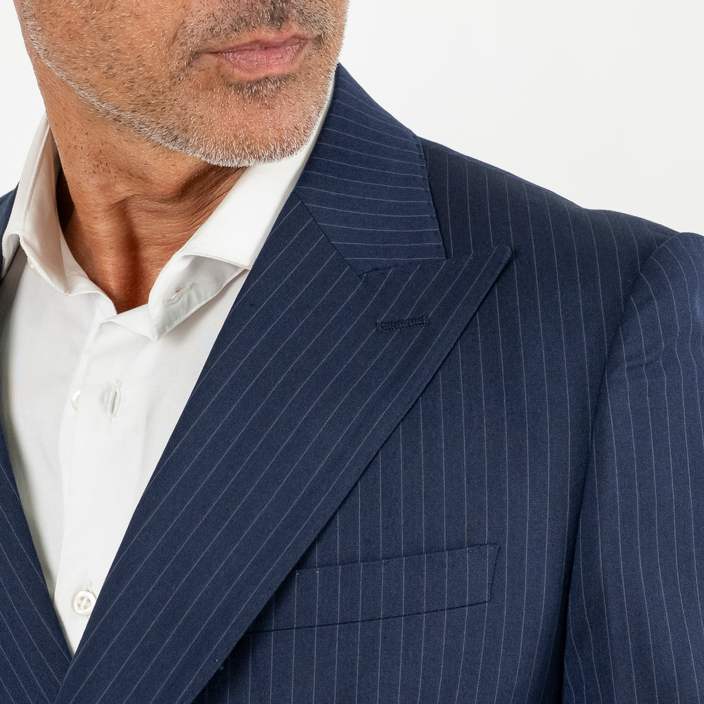 Traje de raya diplomática con botones plateados - Azul marino (azul real)