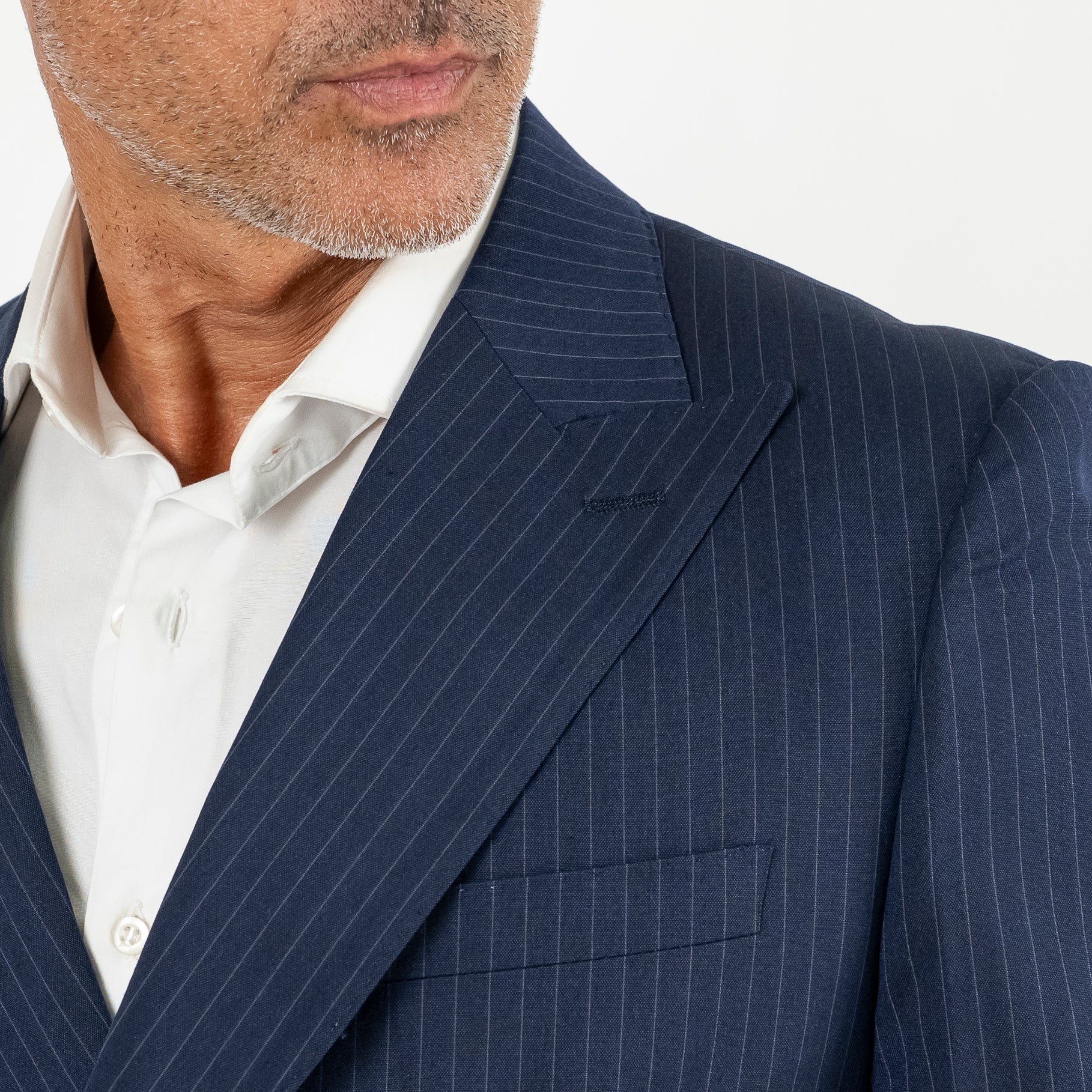 Abito gessato con bottoni argento - Blu Navy (Royal)