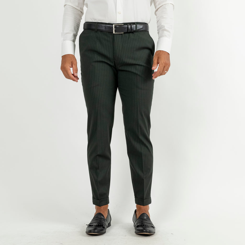 Pinstripe Suit with Silver Buttons - Green