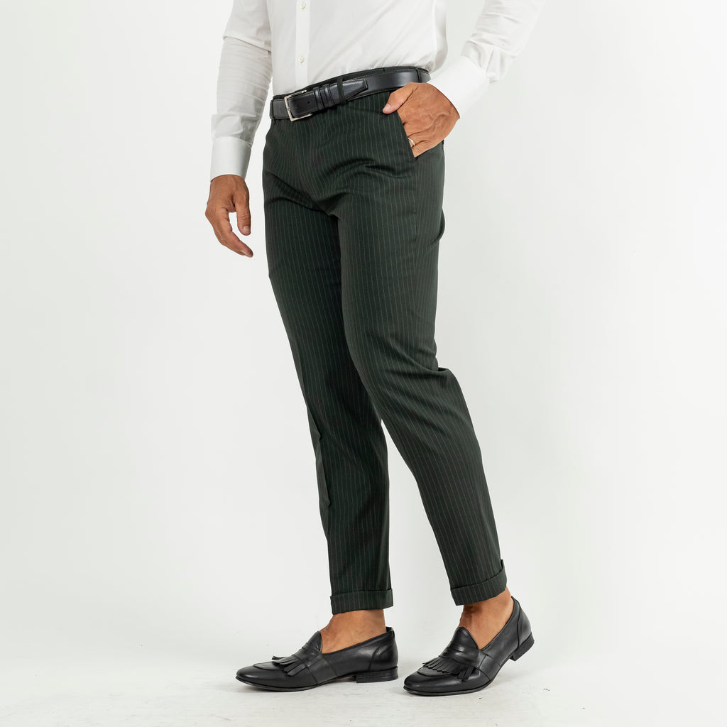 Pinstripe Suit with Silver Buttons - Green