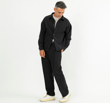 Coordinato con camicione e pantalone palazzo - Nero