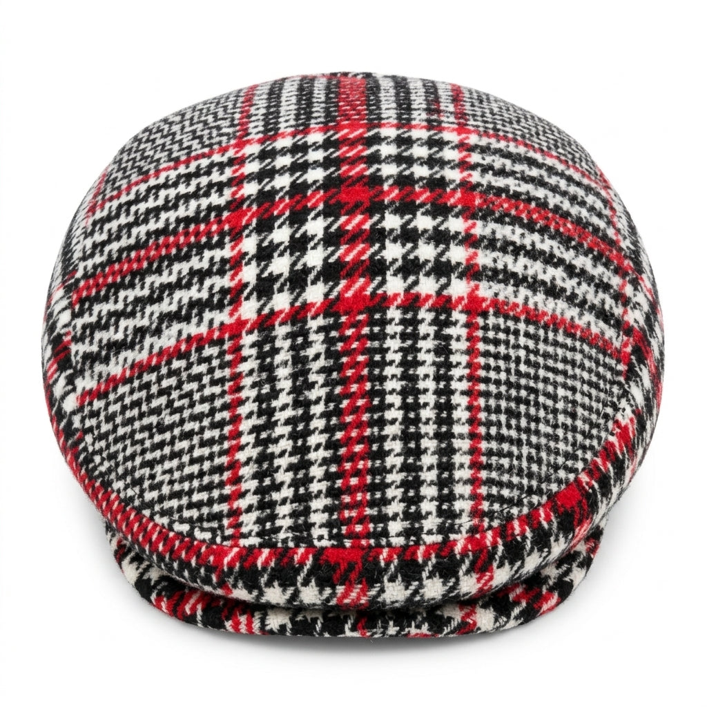 Scottish plaid wool flat cap - Red