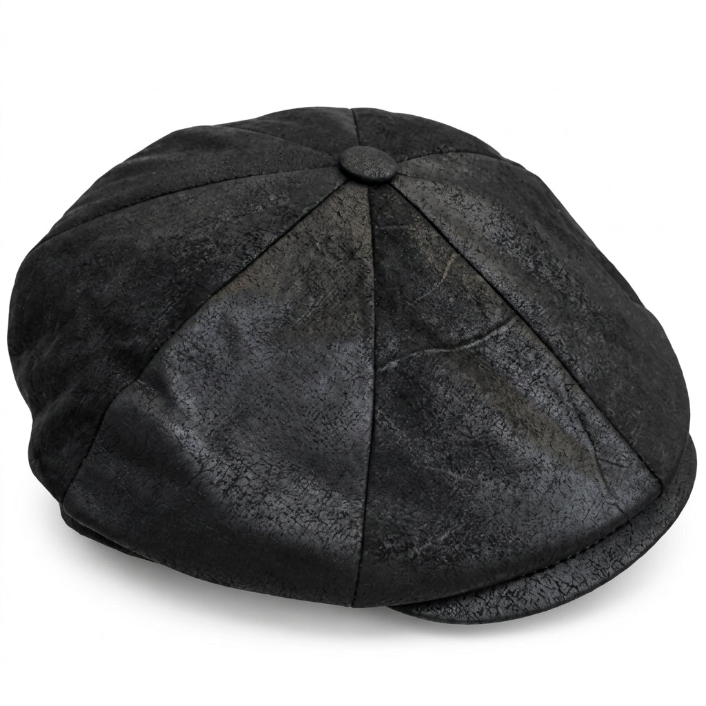 Vintage suede-effect flat cap - Black