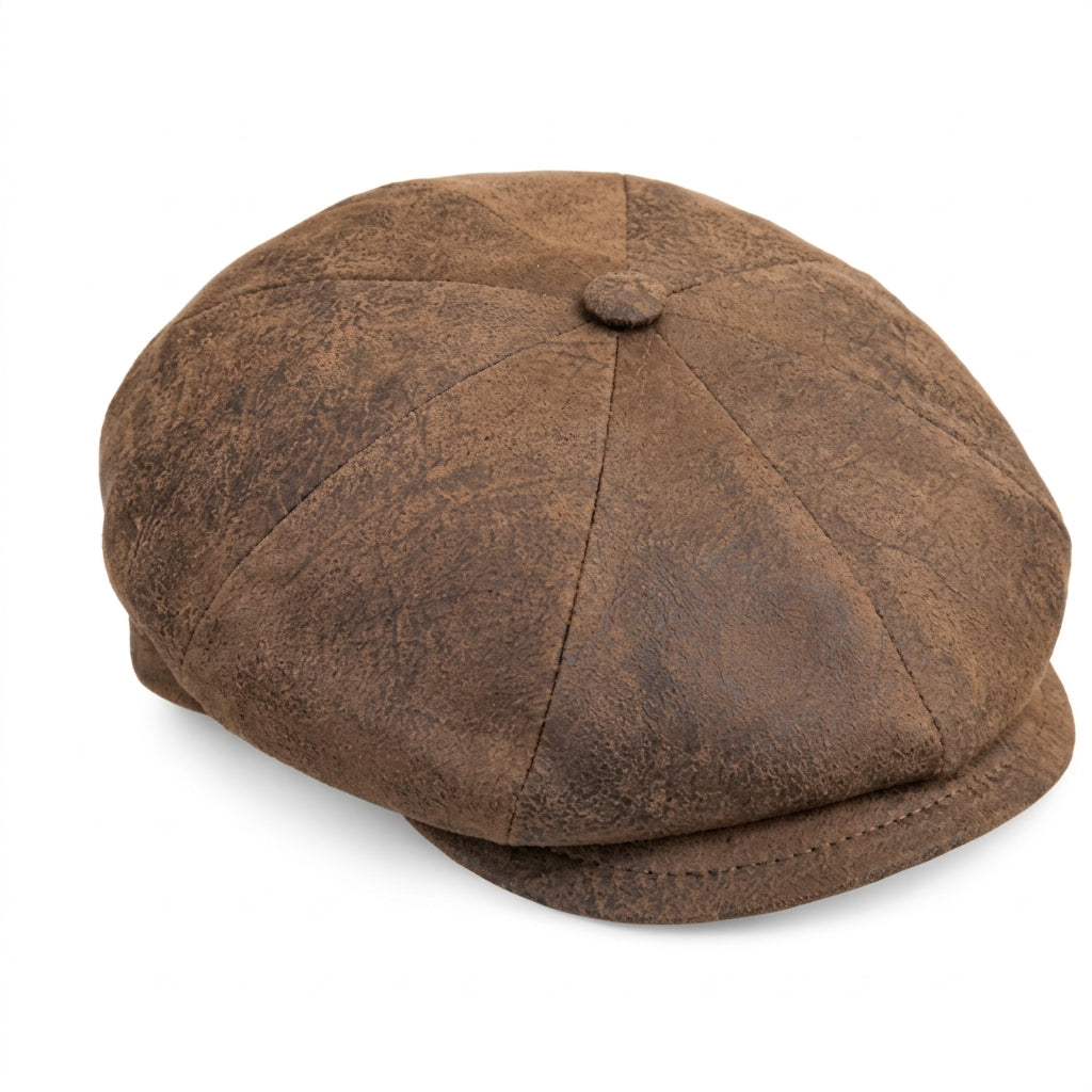 Vintage-Schiebermütze in Wildleder-Optik - Braun