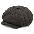 Tartan wool flat cap - Brown