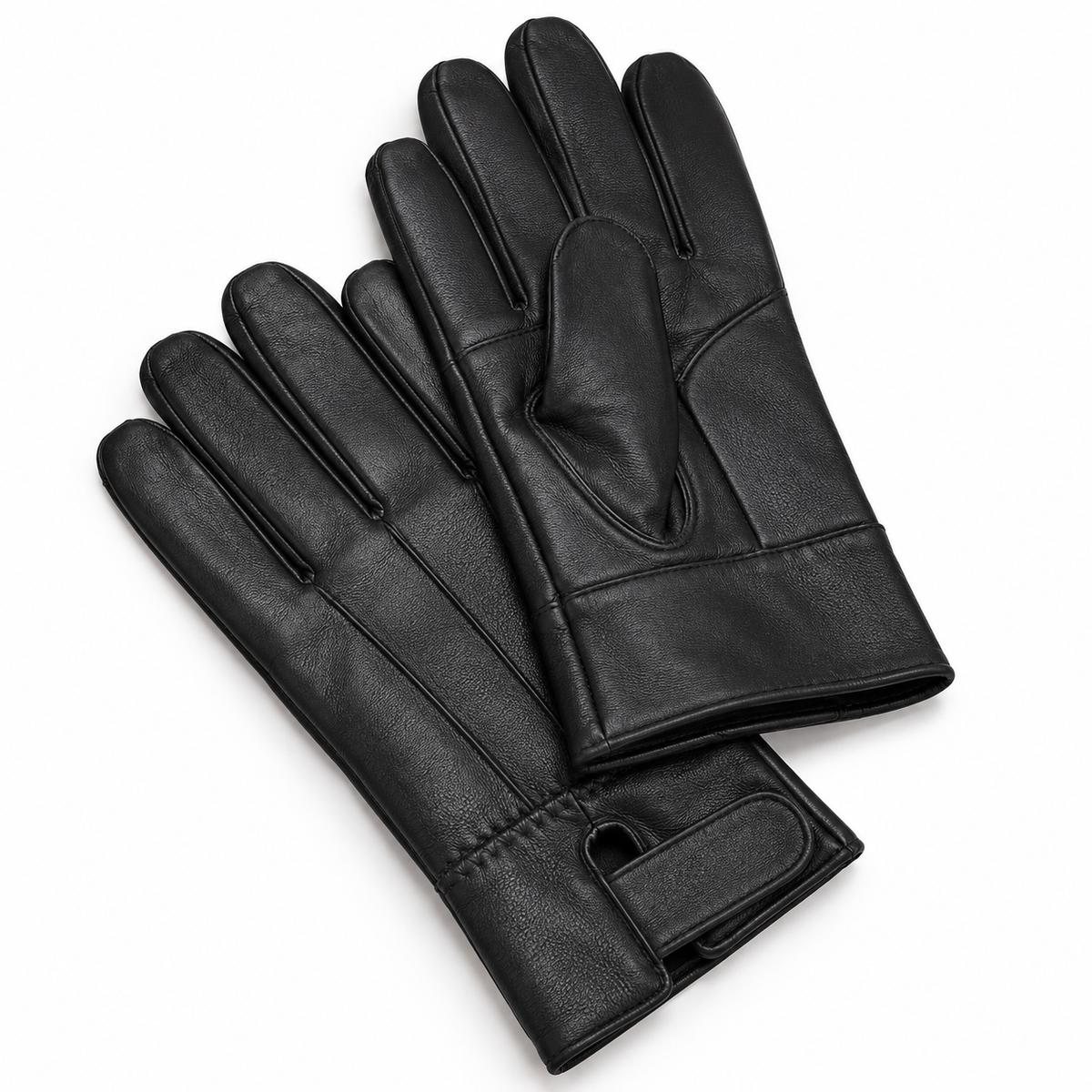 Guantes de piel auténtica - Negro
