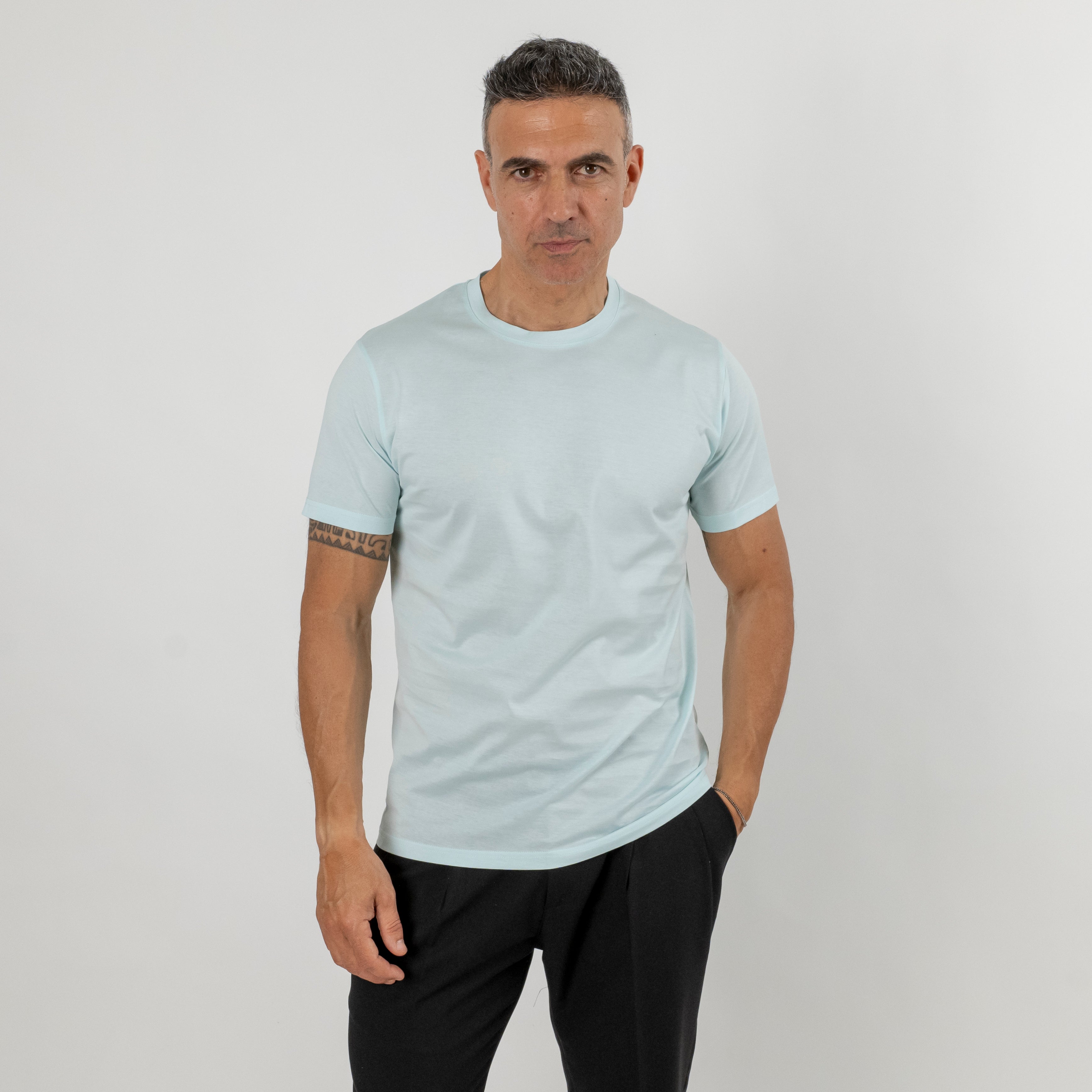 T-shirt in Filo di Scozia - Azzurro