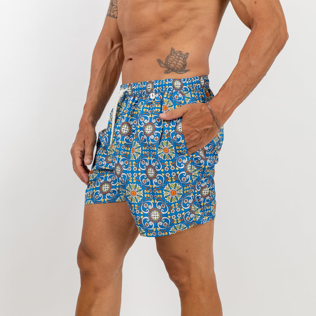 Costume da bagno a fantasia maiolica - Blu