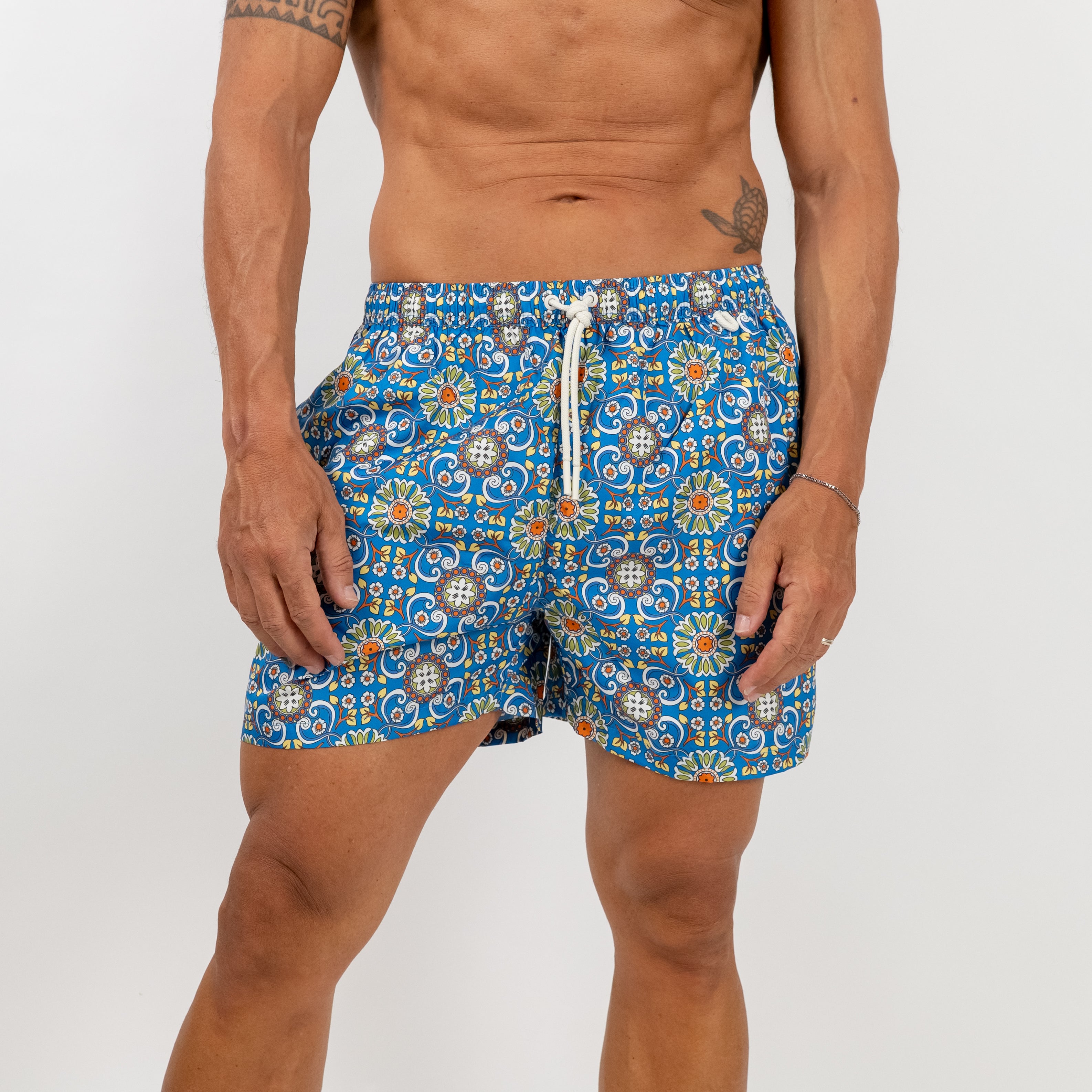 Costume da bagno a fantasia maiolica - Blu