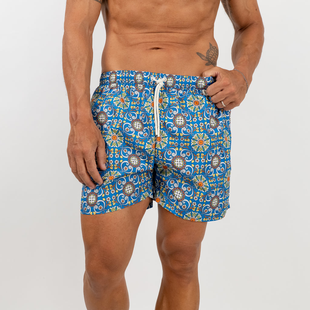 Costume da bagno a fantasia maiolica - Blu