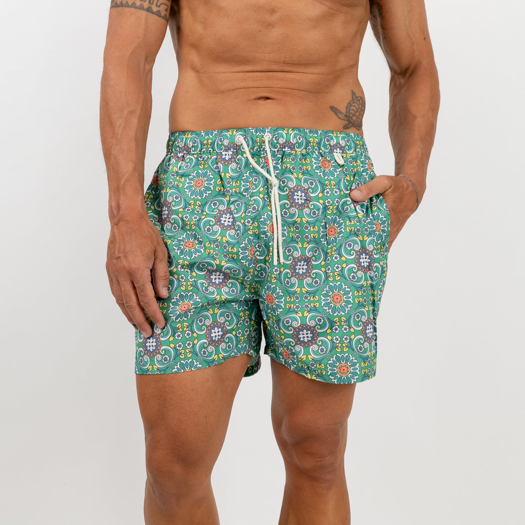 Costume da bagno a fantasia maiolica - Verde