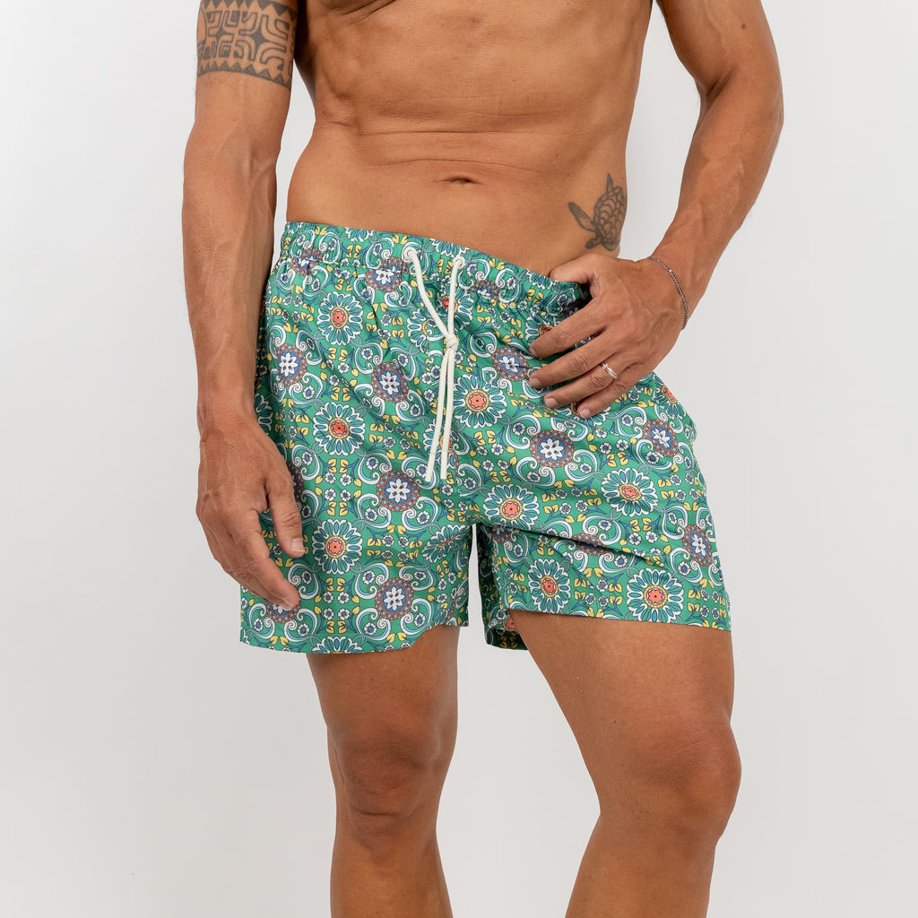 Costume da bagno a fantasia maiolica - Verde