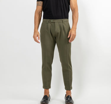 Pantalone classico con pinces - Verde Militare