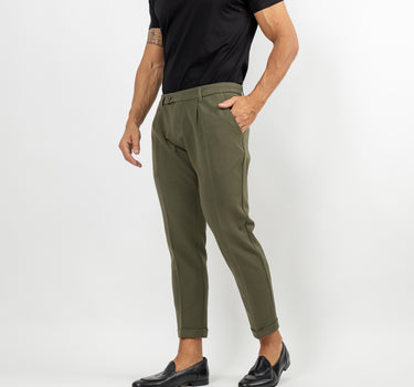 Pantalone classico con pinces - Verde Militare