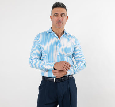 Camisa Con Línea Ancha - Azul Claro