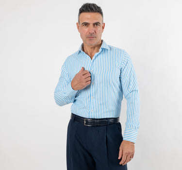 Camisa Con Línea Ancha - Azul Claro