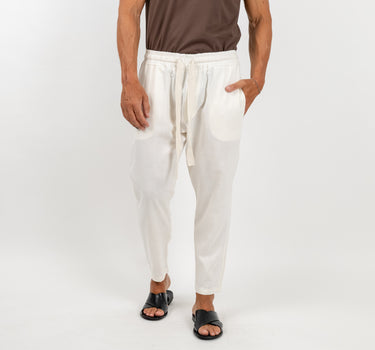 Pantalaccio comfy in misto lino - Bianco