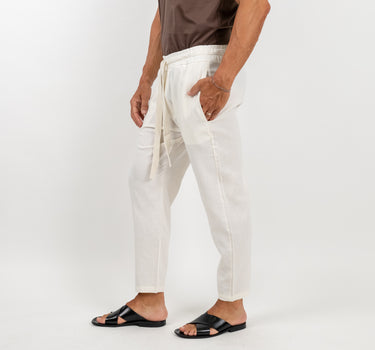 Pantalaccio comfy in misto lino - Bianco