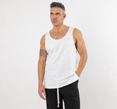 Camiseta sin mangas escote ancho - Blanco