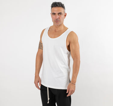 Camiseta sin mangas escote ancho - Blanco