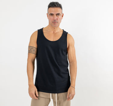 Camiseta sin mangas con cuello ancho - Negro