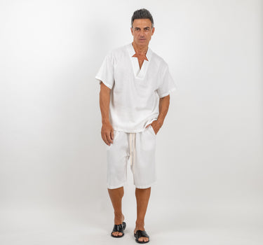Coordinato in misto lino con casacca - Bianco