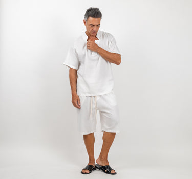 Coordinato in misto lino con casacca - Bianco