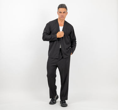 🔵Coordinato con giacca scollo a V e pantalone taglio dritto - Nero