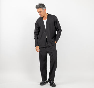 🔵Coordinato con giacca scollo a V e pantalone taglio dritto - Nero