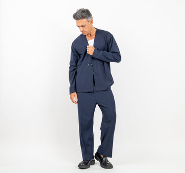 🔵Coordinato con giacca scollo a V e pantalone taglio dritto - Blu Notte