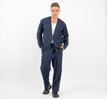 🔵Coordinato con giacca scollo a V e pantalone taglio dritto - Blu Notte