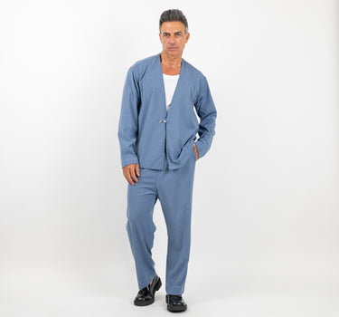 🔵Coordinato con giacca scollo a V e pantalone taglio dritto - Polvere