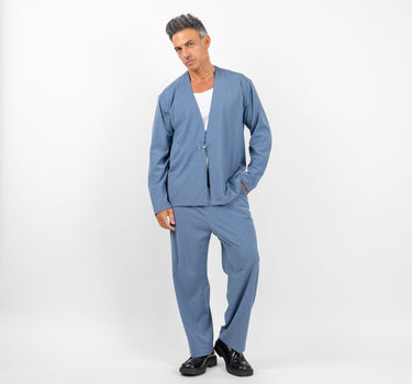🔵Coordinato con giacca scollo a V e pantalone taglio dritto - Polvere